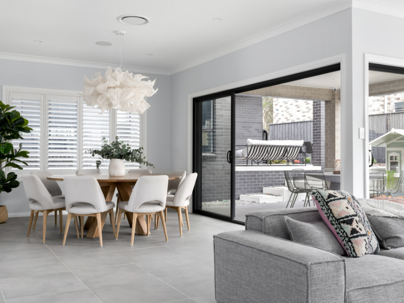 open plan living and dining area
